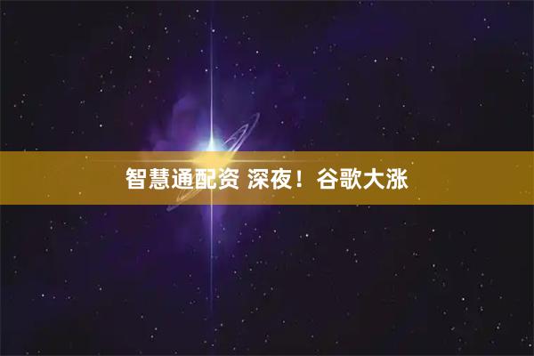 智慧通配资 深夜！谷歌大涨